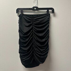 Black Ruched Mini Skirt